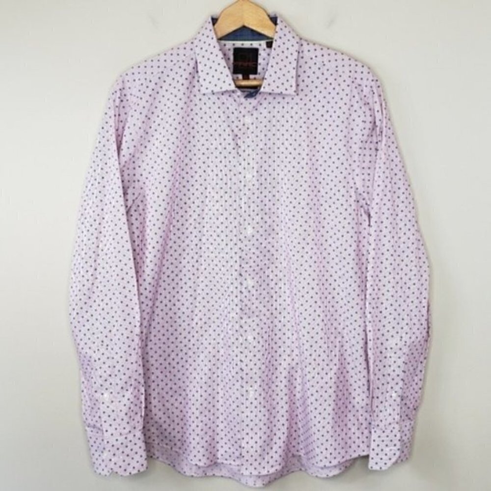 Parc 81 Stripe & Dot Slim Fit Shirt Size 16.5, 34/35